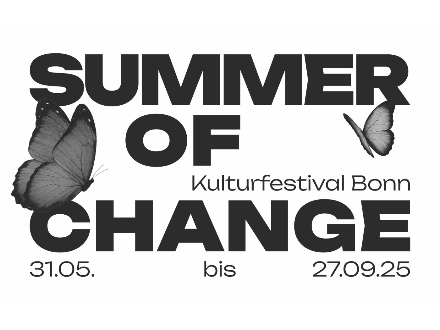 Logo Summer of Change, Schriftzug mit Schmetterlingen