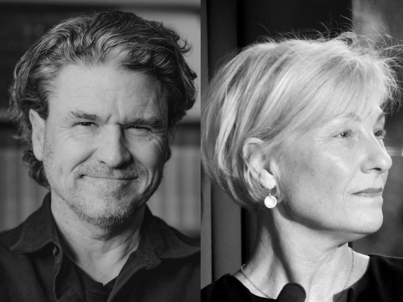 Autorinnenfotos von Dave Eggers udn Andrea O'Brien in schwarz/weiß